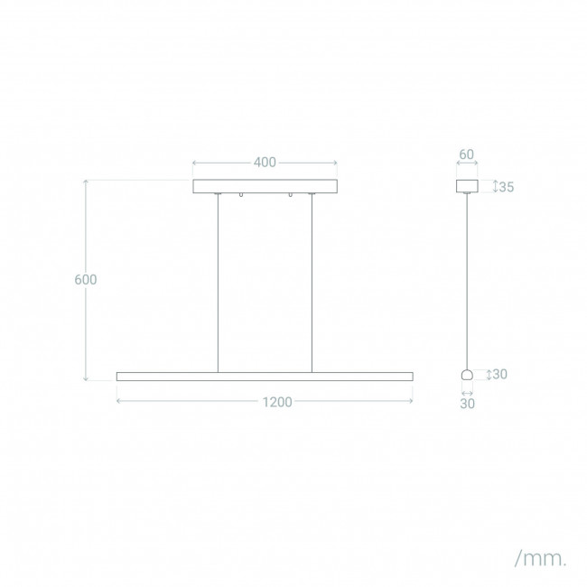 Lumae - Suspension linéaire en aluminium L120cm