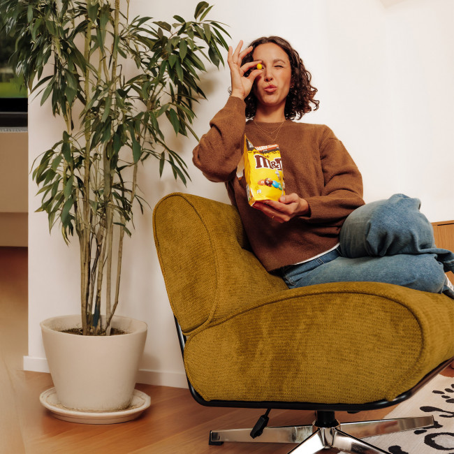 Simon - Fauteuil pivotant en tissu chenille pied étoile