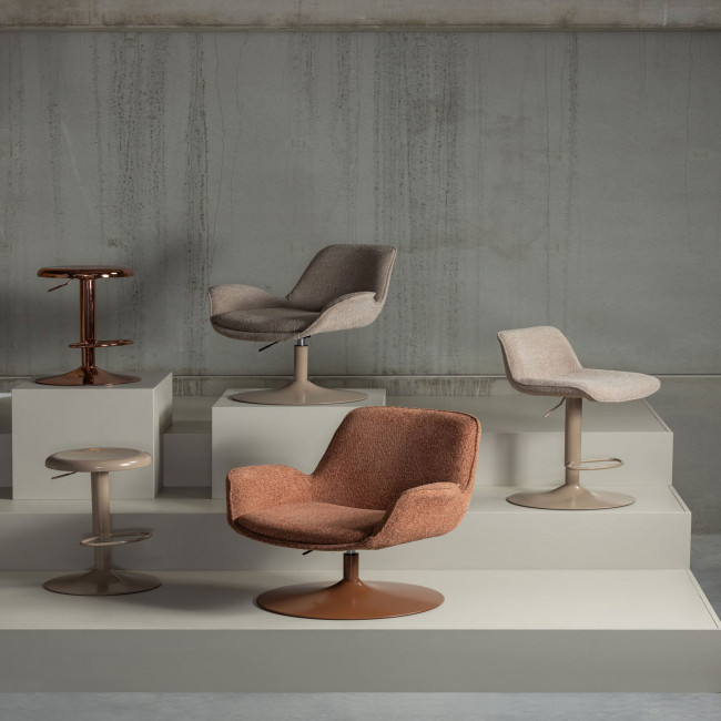 Marten - Tabouret de bar en tissu et métal H65cm