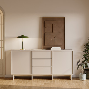 Harriet - Buffet 2 portes 3 tiroirs en bois et métal L176cm