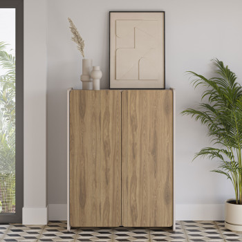 Enara - Buffet haut 2 portes en bois H125cm