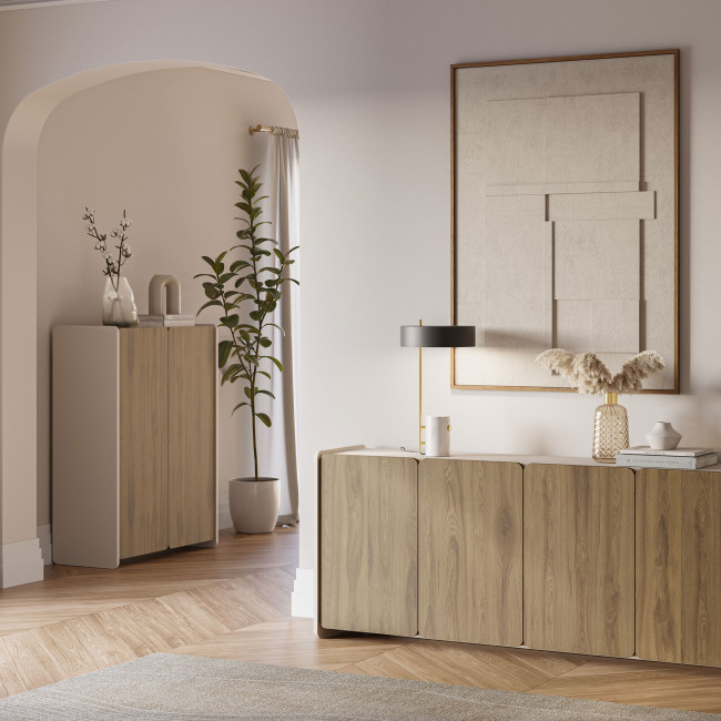 Enara - Buffet haut 2 portes en bois H125cm