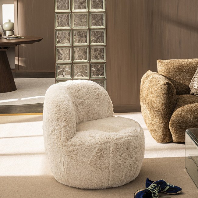 Mo - Fauteuil rond en fausse fourrure