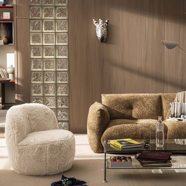 Mo - Fauteuil rond en fausse fourrure