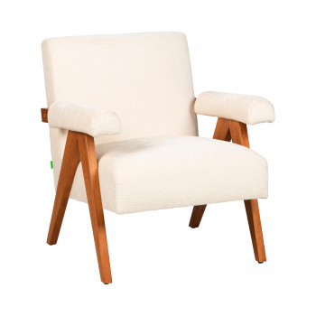 Veda - Fauteuil en tissu chenille et bois