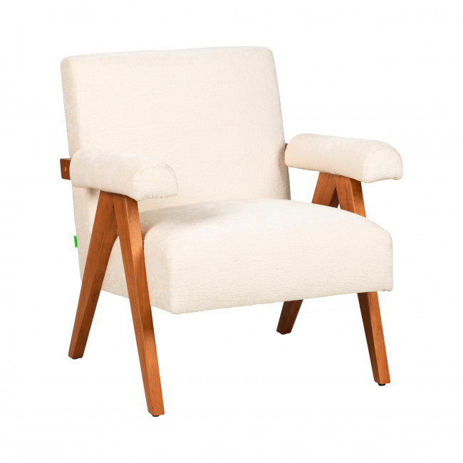 Veda - Fauteuil en tissu chenille et bois