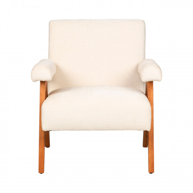 Veda - Fauteuil en tissu chenille et bois