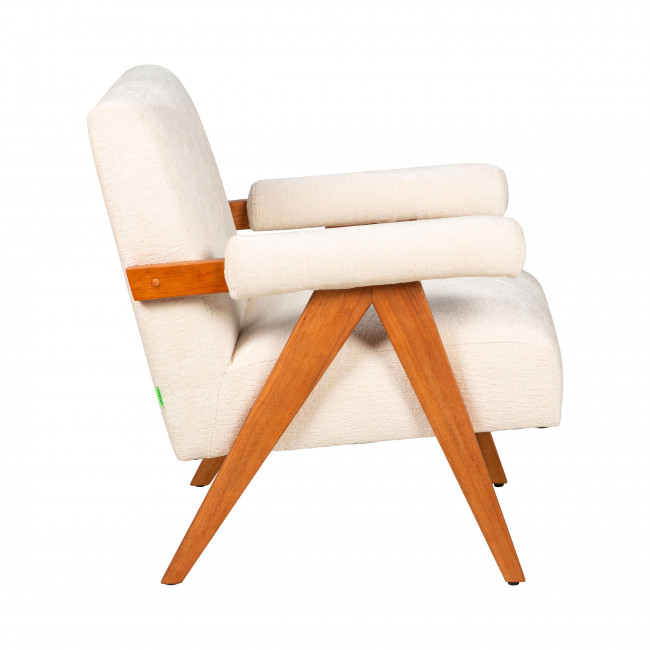 Veda - Fauteuil en tissu chenille et bois