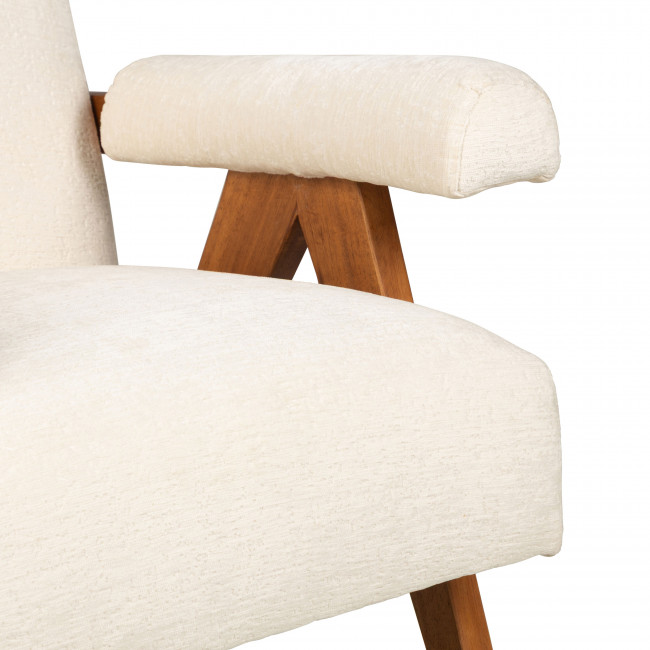 Veda - Fauteuil en tissu chenille et bois