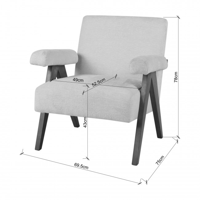 Veda - Fauteuil en tissu chenille et bois