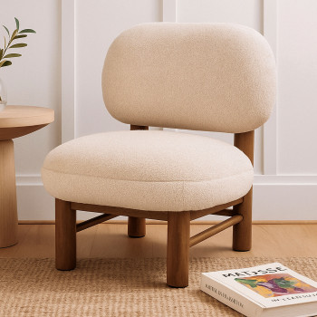 Nubo - Fauteuil en tissu bouclette et bois