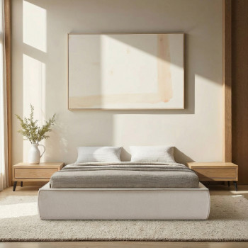 Liberio - Lit coffre en tissu 140x190cm