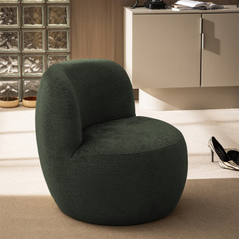 Mo - Fauteuil rond en tissu chenille