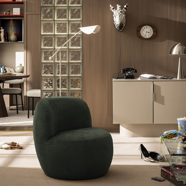 Mo - Fauteuil rond en tissu chenille