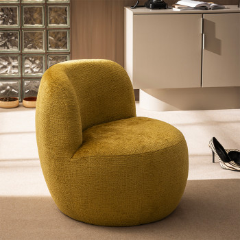 Mo - Fauteuil rond en tissu chenille