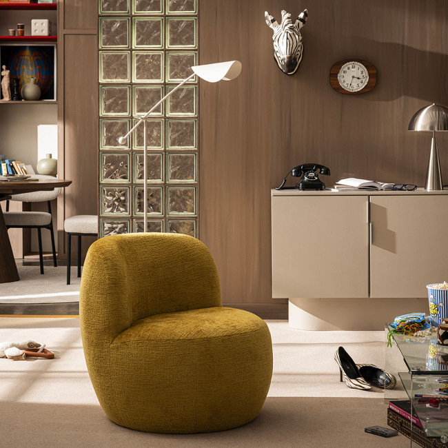 Mo - Fauteuil rond en tissu chenille