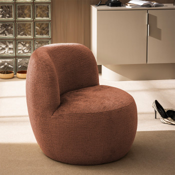Mo - Fauteuil rond en tissu chenille