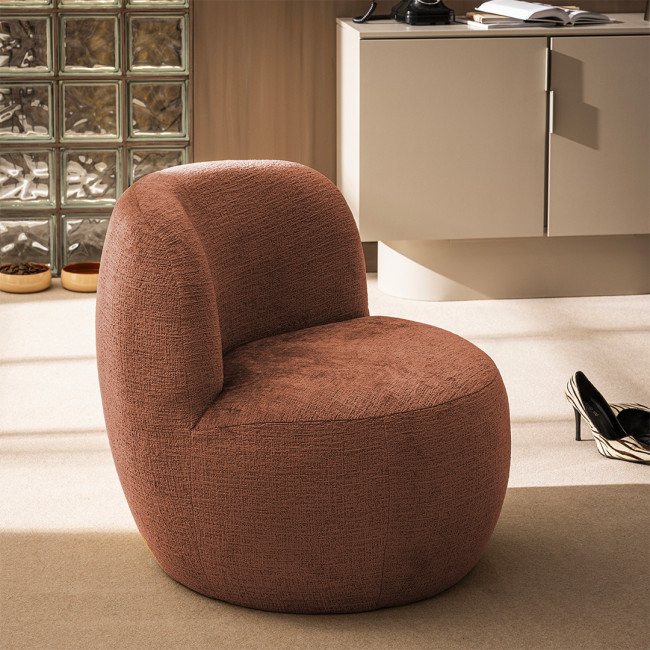 Mo - Fauteuil rond en tissu chenille