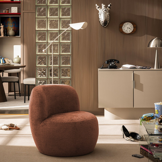 Mo - Fauteuil rond en tissu chenille