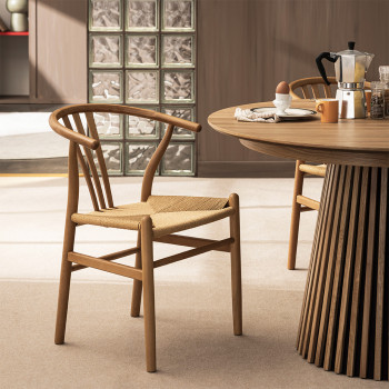 Lio - Lot de 2 chaises en corde tressée et bois