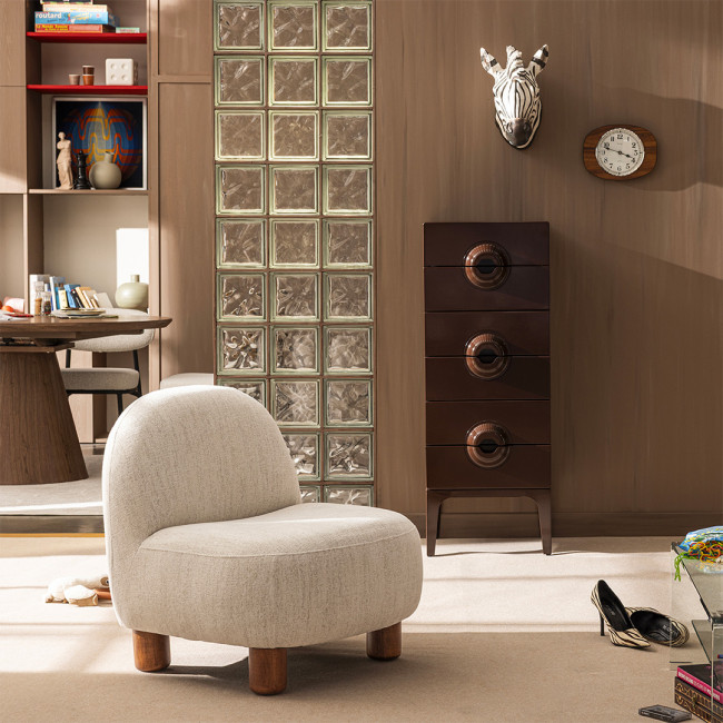 Aren - Fauteuil en tissu chenille et bois