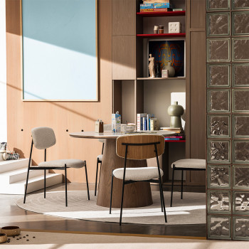 Nelly - Lot de 2 chaises en tissu bouclette et métal