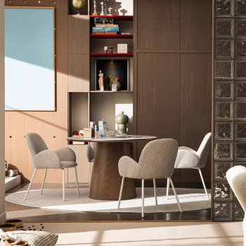 Théodore - Lot de 2 fauteuils de table en tissu et métal