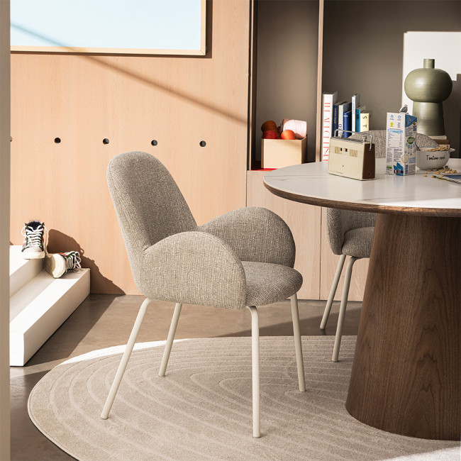 Théodore - Lot de 2 fauteuils de table en tissu et métal