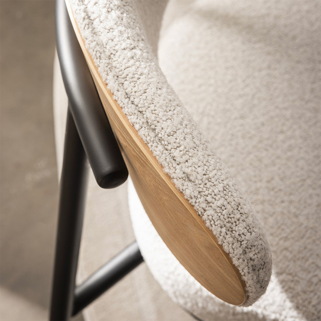 Rode - Lot de 2 chaises en tissu bouclette, bois et métal