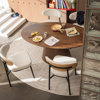 Rode - Lot de 2 chaises en tissu bouclette, bois et métal