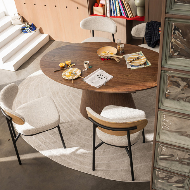 Rode - Lot de 2 chaises en tissu bouclette, bois et métal