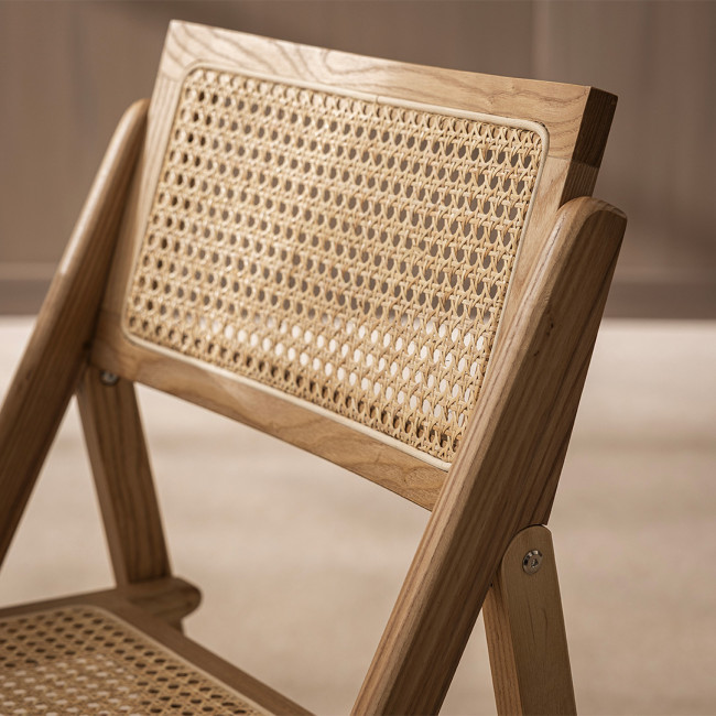 Paula - Chaise pliante en cannage et bois