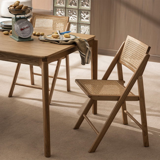 Paula - Chaise pliante en cannage et bois