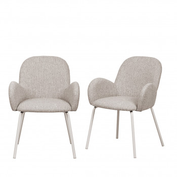 Théodore - Lot de 2 fauteuils de table en tissu et métal
