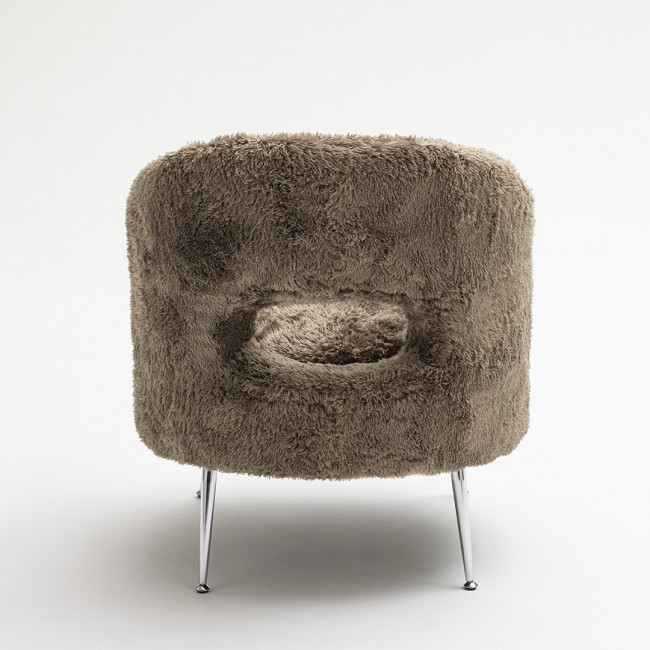 Verno - Fauteuil imitation fourrure avec pieds chrome