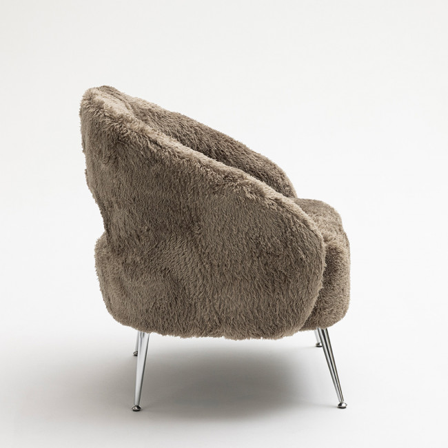 Verno - Fauteuil imitation fourrure avec pieds chrome