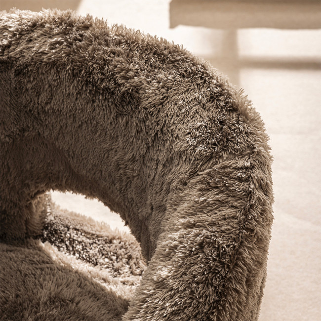 Verno - Fauteuil imitation fourrure avec pieds chrome