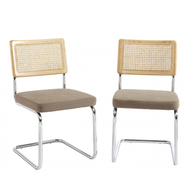Skana - Lot de 2 chaises en velours côtelé pieds chrome