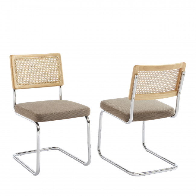 Skana - Lot de 2 chaises en velours côtelé pieds chrome