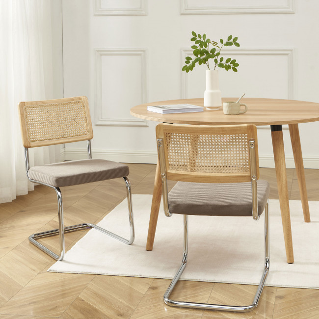 Skana - Lot de 2 chaises en velours côtelé pieds chrome