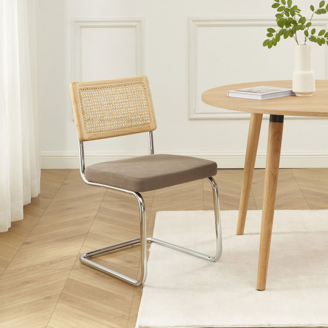 Skana - Lot de 2 chaises en velours côtelé pieds chrome