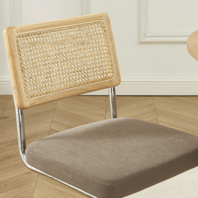 Skana - Lot de 2 chaises en velours côtelé pieds chrome