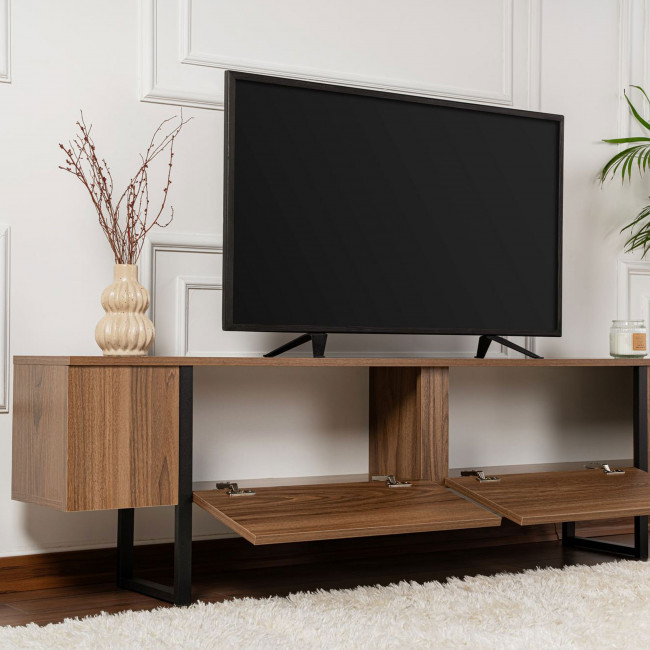 Tod - Meuble TV 2 portes en bois et métal L180cm