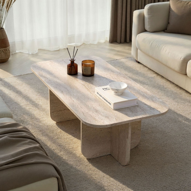 Lison - Table basse rectangulaire effet travertin 120x60cm