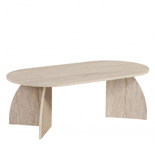 Louise - Table basse ovale effet travertin 120x60cm