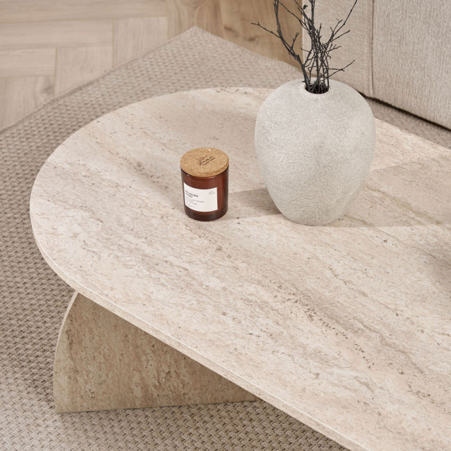 Louise - Table basse ovale effet travertin 120x60cm