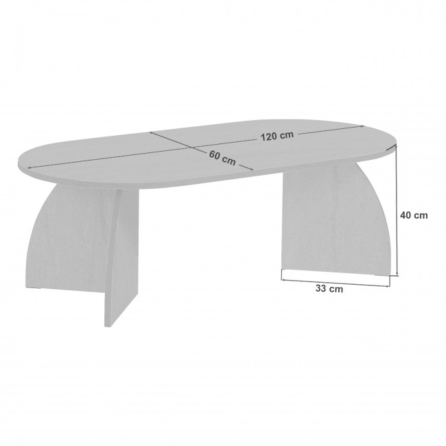 Louise - Table basse ovale en bois 120x60cm