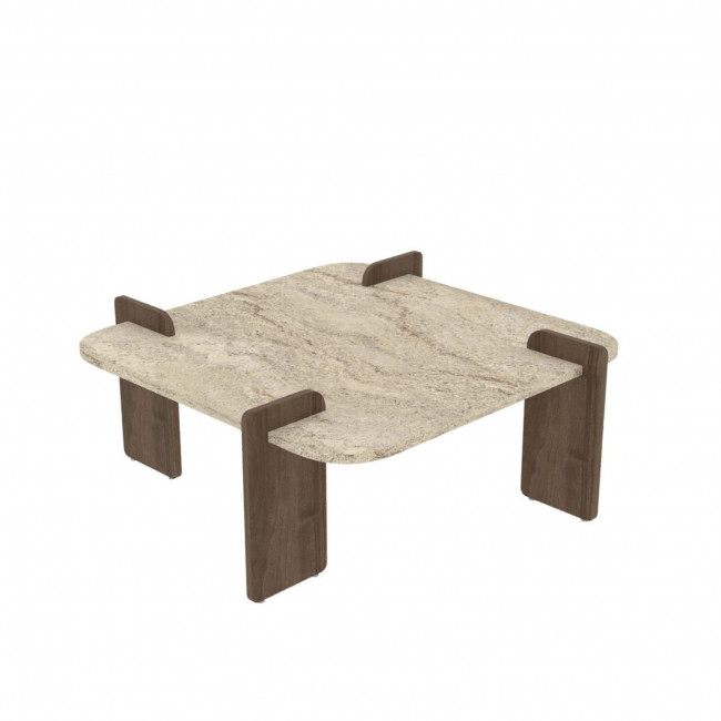 Soleni - Table basse en bois et effet marbre 90x90cm