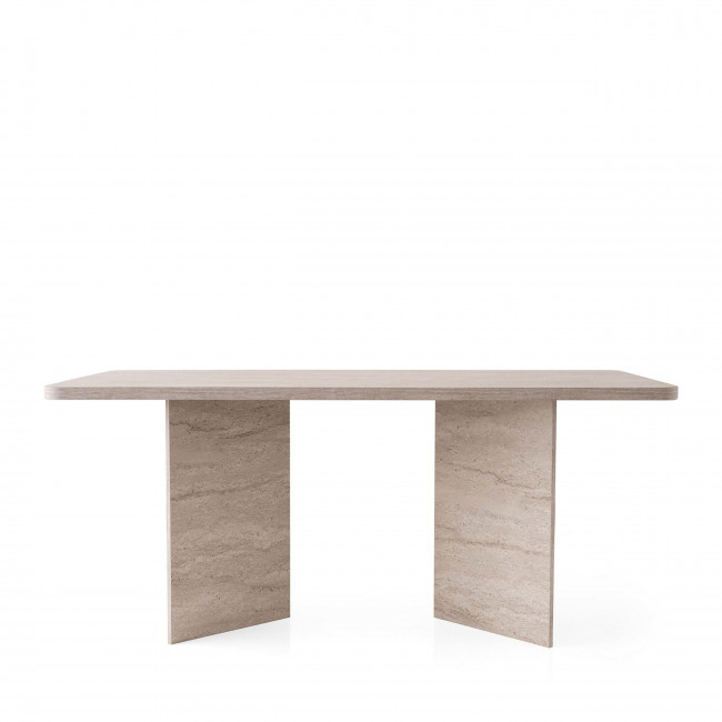 Sam - Table à manger rectangulaire 8 personnes effet travertin