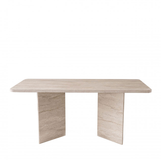 Sam - Table à manger rectangulaire 8 personnes effet travertin